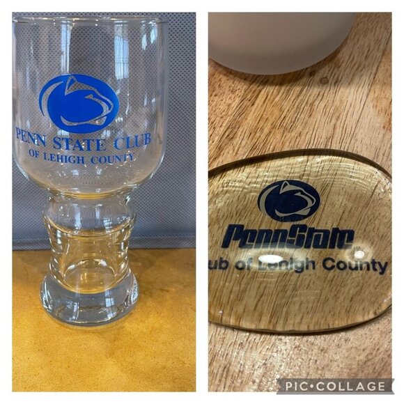Penn State Nittany Lions Wine Glass Goblet Paperweight Set LEHIGH COUNTY CLUB - Picture 1 of 7